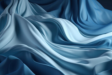 Obraz premium abstract wave patterns in shades of blue and white on satin fabric stretching across the screen 