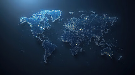 World Map Silhouette in Abstract Digital Style