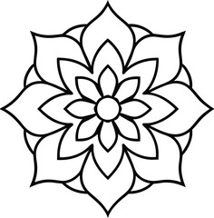 Coloring page line art flower mandala illustration