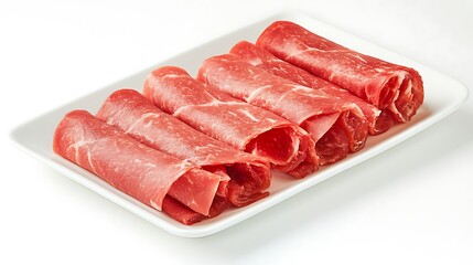 Delicious shabu beef and pork on white background culinary display gourmet food presentation