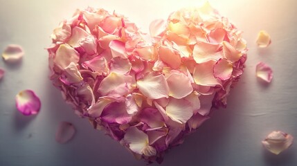 Obraz premium Heart-shaped petals arrangement for international women's day march 8 and mother's day celebrations - concept of love and appreciation