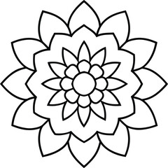 Coloring page line art flower mandala illustration