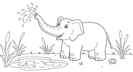 Simple Line Art Coloring Pages for Kids Featuring Adorable Animal Scenes.
