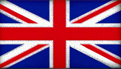 Fototapeta premium The image shows the Union Jack flag representing the United Kingdom with its red, white, and blue colors, symbolizing the nation and its heritage