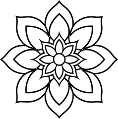 Coloring page line art flower mandala illustration