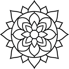 Coloring page line art flower mandala illustration