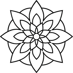 Coloring page line art flower mandala illustration