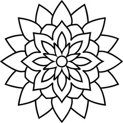Coloring page line art flower mandala illustration