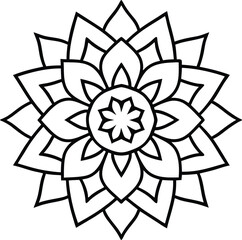 Coloring page line art flower mandala illustration