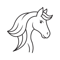 simple black and white line drawing of a horse head. Stunning Horse Head Vector Illustration Cartoon, Clipart, logo, Line Art Design.