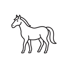 Simple black line drawing of a horse. Horse vector icon. Equine line art on white background.