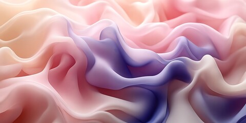 Obraz premium Pastel pink, purple, and peach fabric waves.