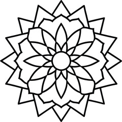 Coloring page line art flower mandala illustration