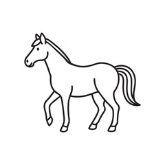 Simple black line drawing of a horse. Horse vector icon. Equine line art on white background.