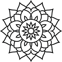 Coloring page line art flower mandala illustration