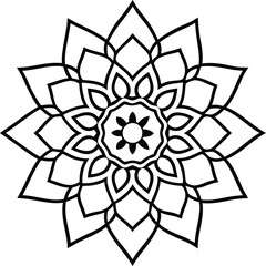 Coloring page line art flower mandala illustration