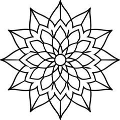 Coloring page line art flower mandala illustration