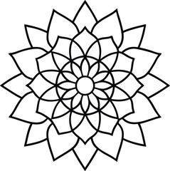 Coloring page line art flower mandala illustration