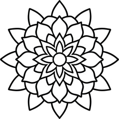 Coloring page line art flower mandala illustration