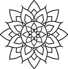 Coloring page line art flower mandala illustration