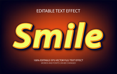 Smile editable text effect, 3D editable text template.	