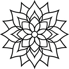 Coloring page line art flower mandala illustration