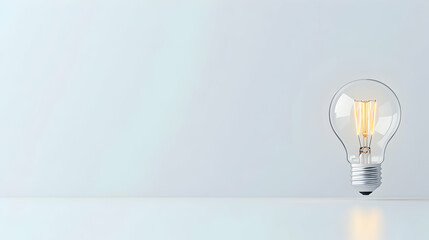 Glowing lightbulb on white background, idea concept, innovation, website banner.