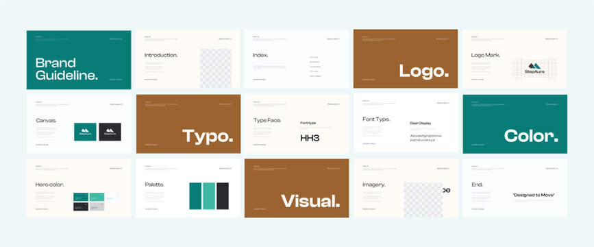 Brand guidelines templates, brand identity presentation, logotype presentations, logo guidelines for business, health, and mental health. vector eps 10