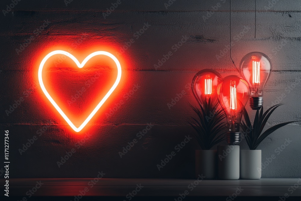 Leinwandbilder a simple heart shape radiating lines of light, representing joy and positivity in a sleek, modern de