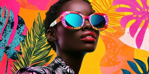Woman wearing sunglasses and a red lipstick