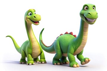 Fototapeta premium Happy prehistoric dinosaurs, simple art.