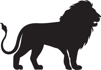 Lion silhouette. Male lion black silhouette icon vector. Walking lion icon vector
