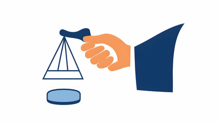 Hand Holding Scales of Justice Weighing Decision, Legal Background, Concept Illustration.
