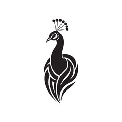 peacock parakeet animals swan birds icon silhouette vector art flat design outline illustrations