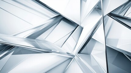 Obraz premium Abstract composition of reflective glass surfaces creating a dynamic interplay of light.