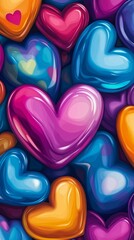 A collection of colorful heart-shaped symbols representing love and affection.