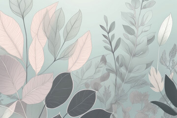 Elegant botanical design with muted leaves in soft colors
