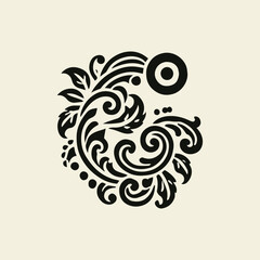 Chinese batik motif vector logo design, traditional Chinese batik