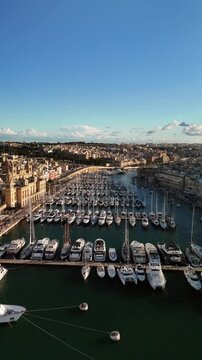 Aerial footage in Malta during winter holidays.