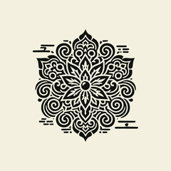 Chinese batik motif vector logo design, traditional Chinese batik