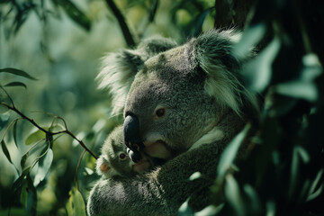 Fototapeta premium Koala mother and baby