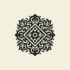 Chinese batik motif vector logo design, traditional Chinese batik