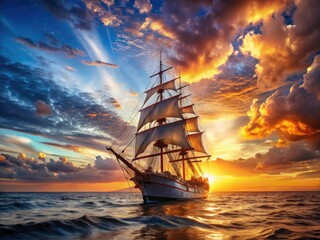 Obraz premium Majestic historical ships, cargo vessels, and cruise liners; classic seafaring photography employing the rule of thirds.