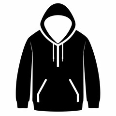 Black Hoodie Silhouette Vector Illustration on White Background