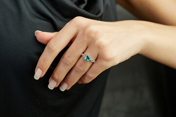 Colorful diamond rings on female model