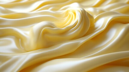 Obraz premium Smooth, pale yellow silk fabric draped in elegant waves.