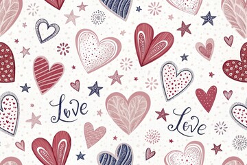 Seamless pattern  with heart  background , wall paper, fabric , textile.