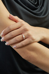 Colorful diamond rings on female model