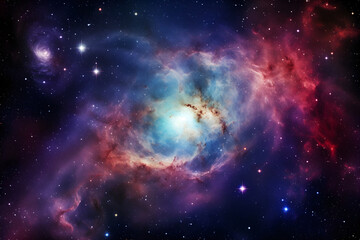 Obraz premium Vivid Celestial Portrait: Mesmerizing Colors of a Swirling Galaxy Amidst the Infinite Cosmos