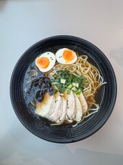 Ramen in a plate, Asian food 